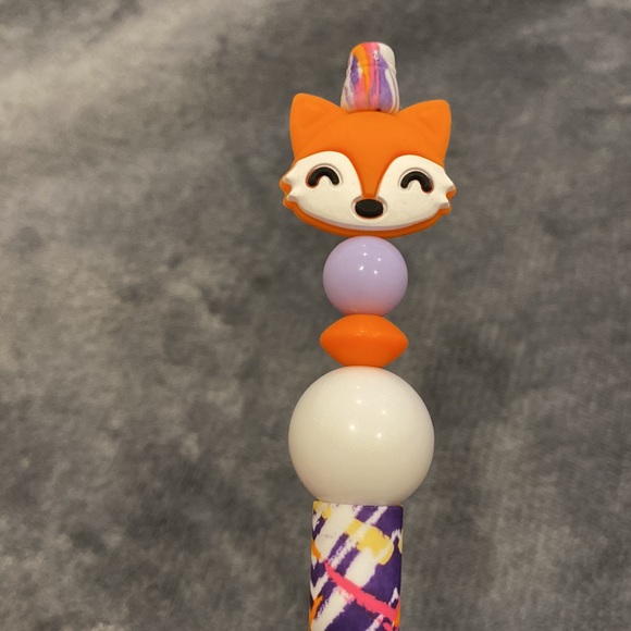 Turquoise Cute Mushroom & Fox Beaded Glitter Abstract Pens - Picture 3 of 5